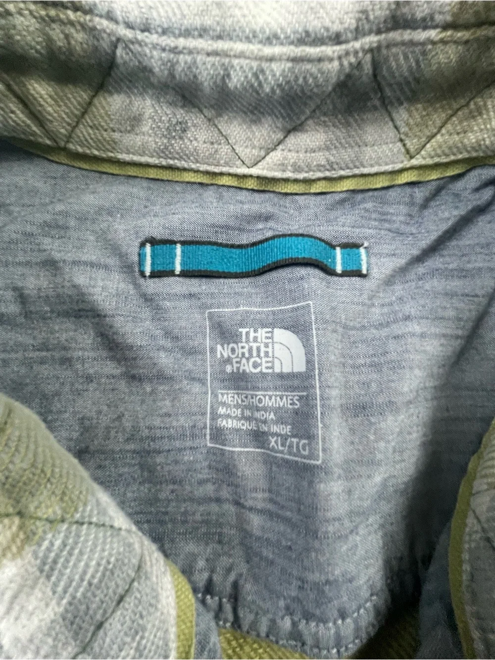 The North Face Olive and Gray Plaid Button-Down Thick Cotton Shirt XL